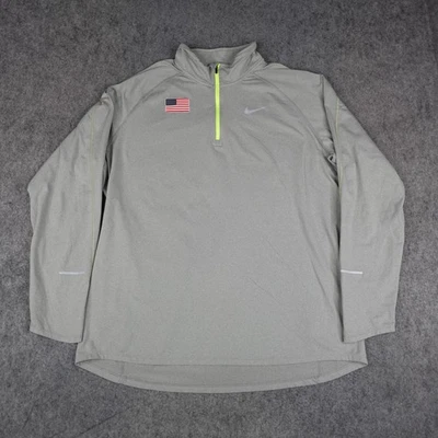 Camisa del Equipo Olímpico de Estados Unidos Para Hombres 2XL Gris Nike Dri Fit Cuarto Cremallera Pullover Foto 1 de 4