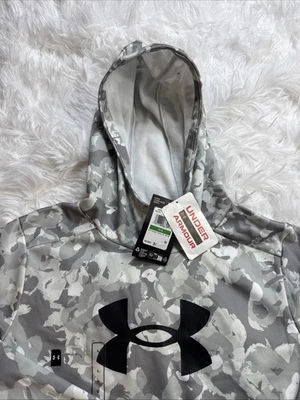Under Armour Youth Pullover Hoodie Camo Gray YL Large Sweatshirt Winter New! - Image 1 of 4