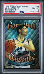 1998-99 Topps John Stockton Roundball Royalty Refractor #R11 PSA 8 Utah Jazz - Imagen 1 de 2