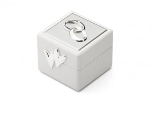 Caja de anillas para boda - blanco / plata con aplicaciones de alto brillo - Imagen 1 de 2