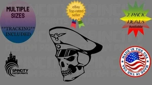 SKELETON PILOT Hat Car Window Vinyl Decal Large Bumper Sticker Multiple Sizes - Foto 1 di 10