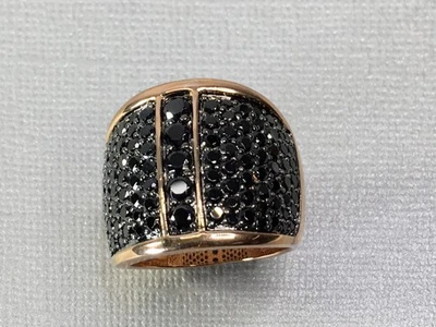 Anillo De Colección QVC Milor Italia Grueso Oro Rosa 18K Sobre Bronce Con Cristal Negro Talla 9 Foto 1 de 4