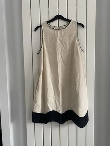 Ladies Next Cream/Black Linen Blend Dress Size 12 - Picture 1 of 2