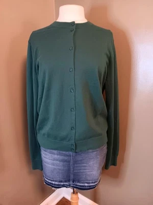 Cardigã feminino J.Crew novo com etiquetas verde clássico botão para cima 100% algodão suéter tamanho XL - Imagem 1 de 4