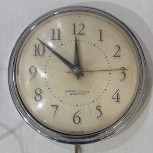 Vintage Westclox Electric Wanduhr rund Chrom Mid Century Modern MCM - Bild 1 von 4