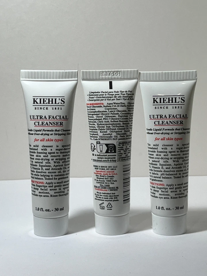 3 x Limpiador facial Kiehl's Ultra tamaño de viaje 30 ml * 3 = 90 ml / 3 oz nuevo Foto 1 de 1