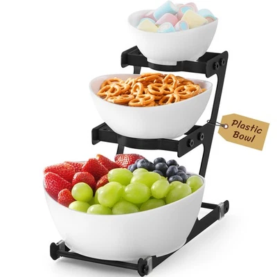 Juego de cuencos para servir de plástico Lifewit con soporte de metal, astillas y bandeja para servir de inmersión Foto 1 de 4