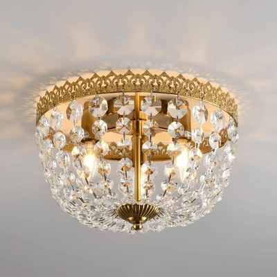 Crystal Flush Mount Ceiling Light Fixture 3 Lights French Empire Chandeliers ... - Image 1 of 4