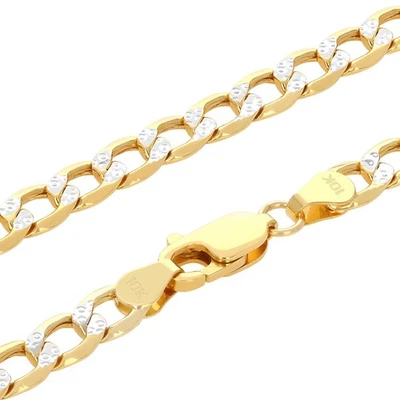 10K Oro Amarillo 2mm-7.5mm Diamante Corte Pavé Cubano Curb Cadena 40.6cm- 76.2cm - Imagen 1 de 4