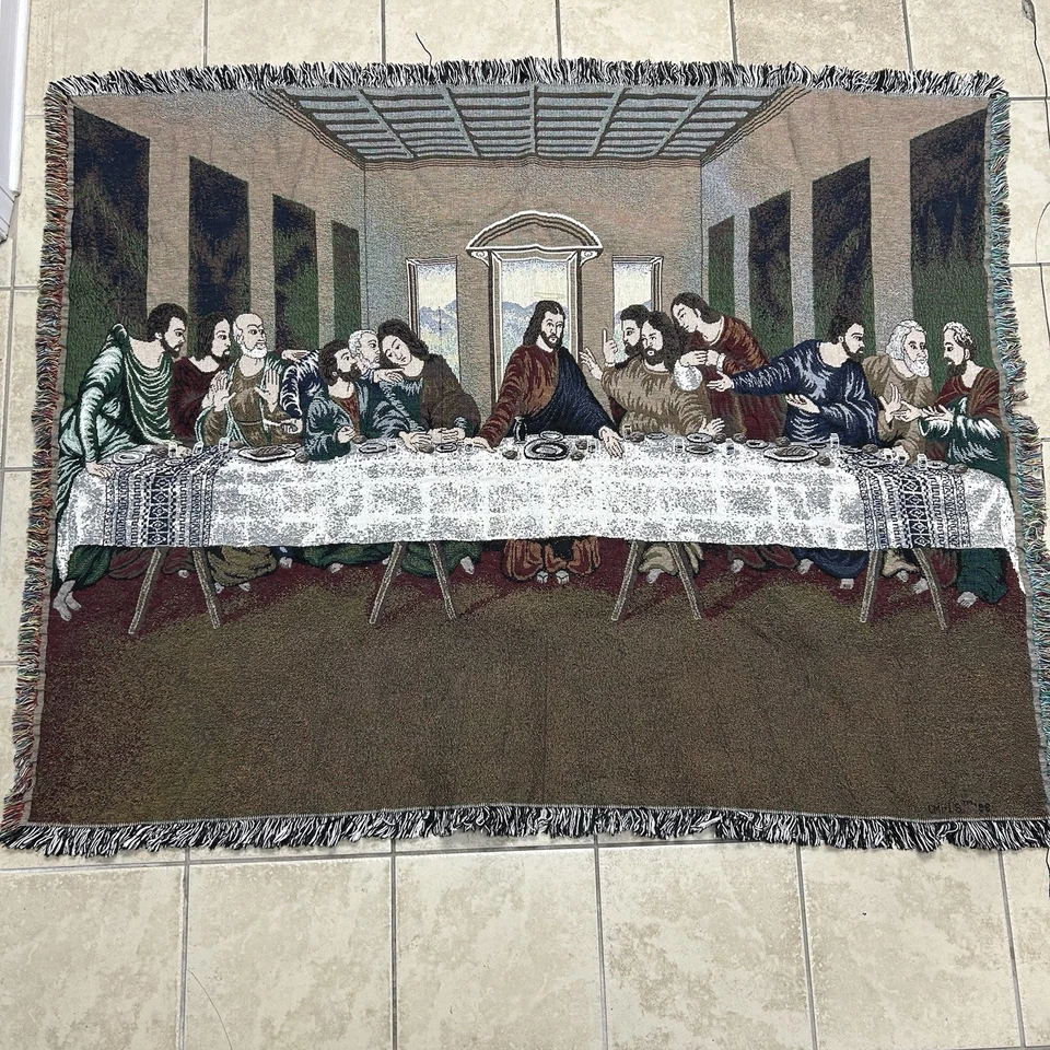 复古 The Last Supper Throw Blanket 耶稣使徒宗教挂毯条纹 — 第 1/4 张图片