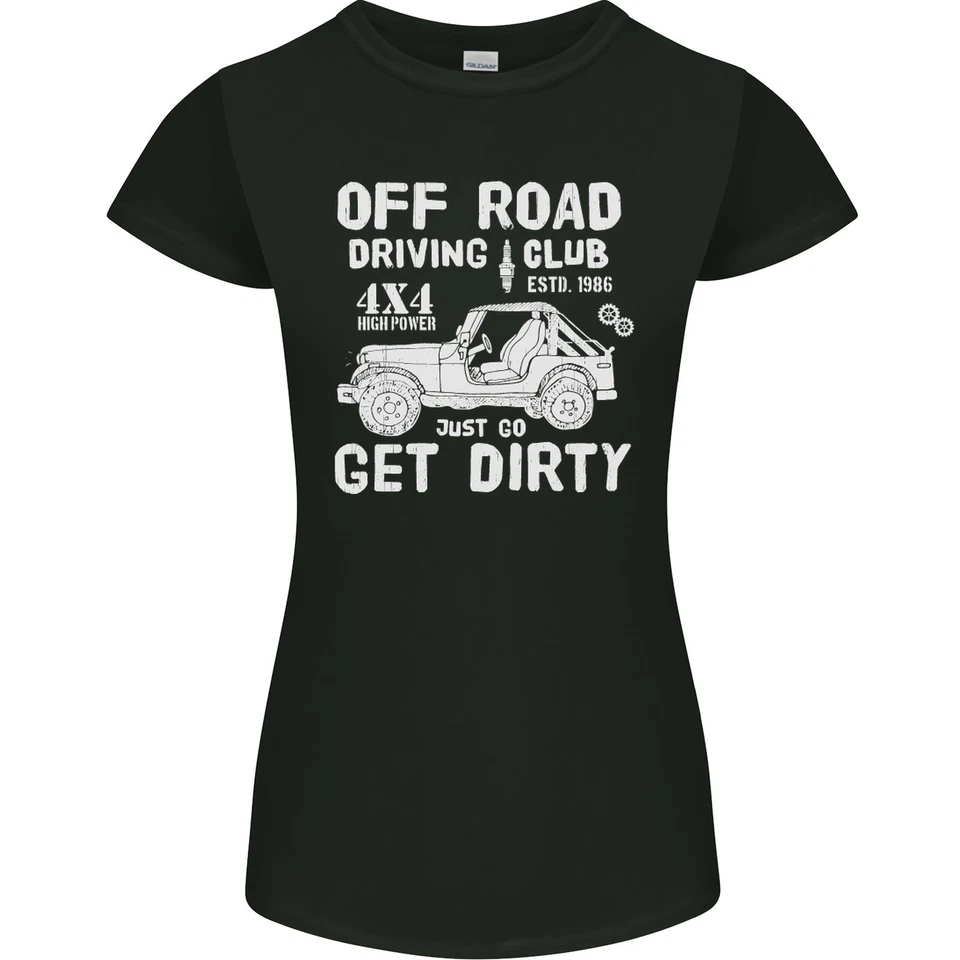Tout Terrain Conduite Club Attraper Sale 4x4 Drôle Femmes Petite Coupe T-Shirt - Photo 1/4