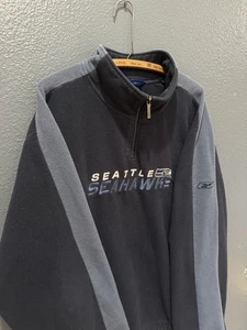 Vintage Y2K Reebok NFL Seattle Seahawks Fleece Quarter Zip Sweatshirt Size XL  - Picture 1 of 4