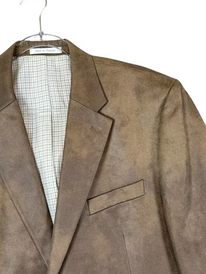 Lauren Ralph Lauren Faux Suede Blazer Jacket Check Lining Mens 46R Distress Brwn - Image 1 of 4
