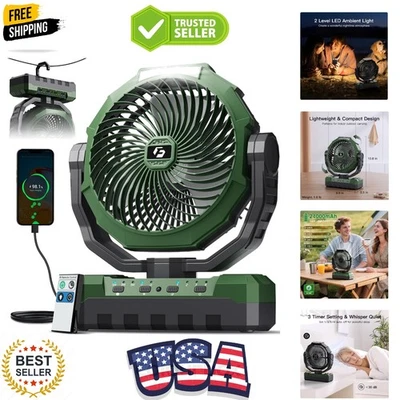 Ventilador de acampamento 3 em 1 - Ventiladores portáteis recarregáveis - 24000mAh alimentado por bateria Fa... - Imagem 1 de 4
