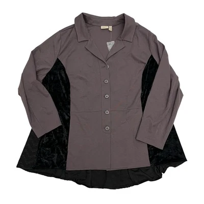 Chaqueta Blazer Lujosa Logo Lori Goldstein Gris Callie Negro Terciopelo Para Mujer 4X Foto 1 de 4