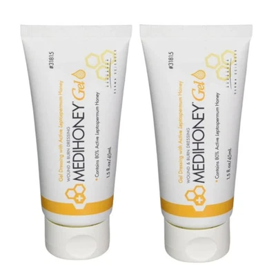 2 Pack MediHoney - 1.5 oz Wound & Burn Dressing Gel Medical Grade Honey Tube - Image 1 of 4