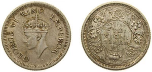 India 1943 ¼ Rupee Silver (.500) XF - Picture 1 of 1