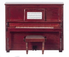 Dollhouse Miniature 1:12 Mahogany Upright Piano by Town Square Miniatures