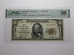 $50 1929 Oakland California National Currency Bank Note Bill Ch. #12665 VF30 PMG - Picture 1 of 5