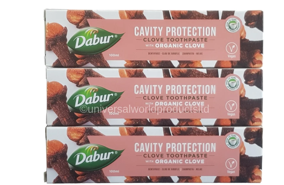 3 x Dabur Cavity Protection Clove Toothpaste - Suitable for Sensitive Teeth