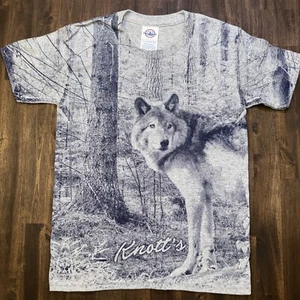 (S) KNOTT’S BERRY FARM Youth Shirt  All Over Print AOP Wolf Kids Tee Full Print - Picture 1 of 9