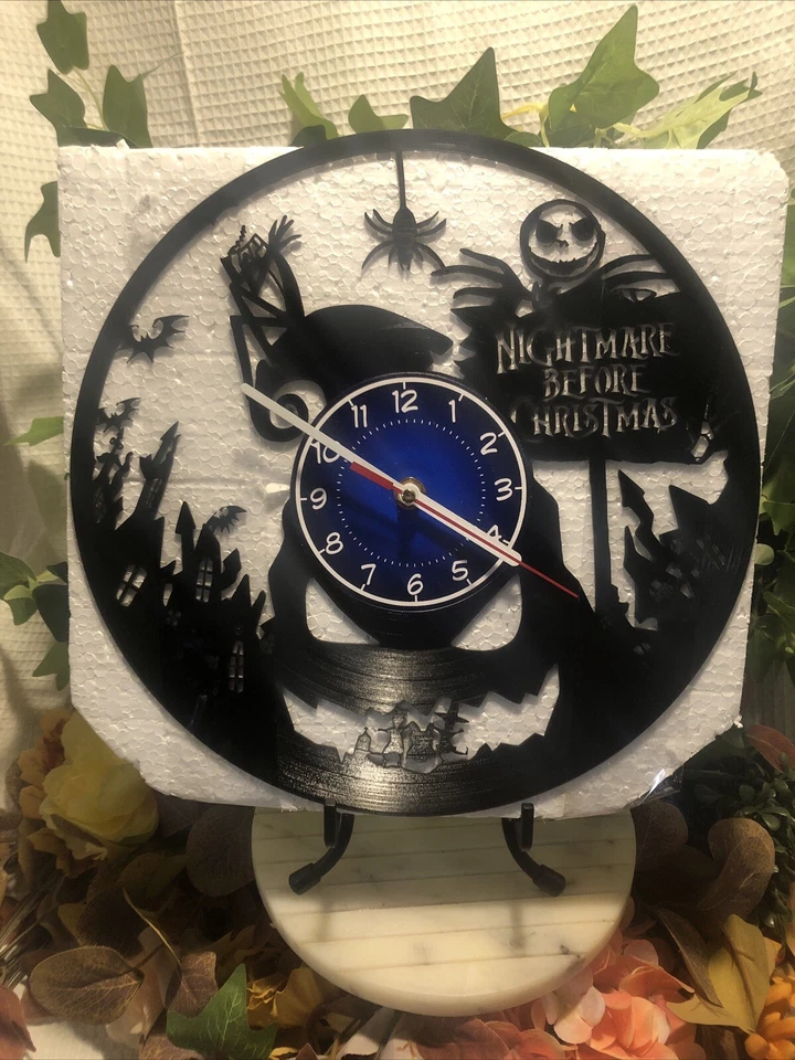 Reloj de pared de vinilo Pesadilla antes de Navidad disco reloj silencioso decoración Disney Foto 1 de 4