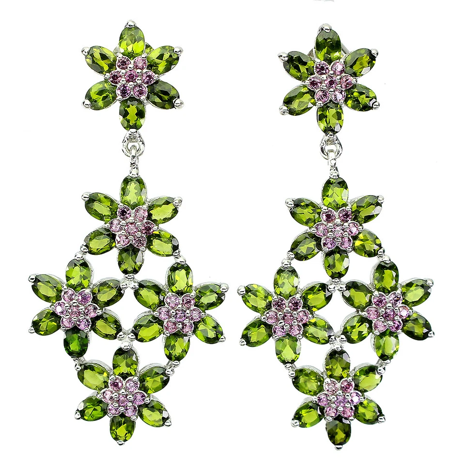 925纯银耳环椭圆形镀铬透视石宝石珠宝首饰 — 第 1/4 张图片