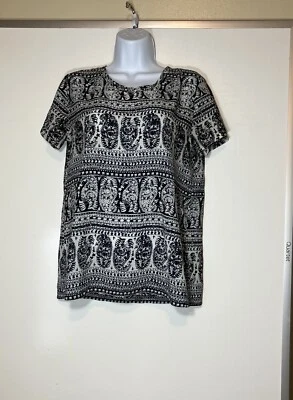 Women’s Shirt Paisley Size S/P/P Black & White Jungle Aztec India Foto 1 de 4