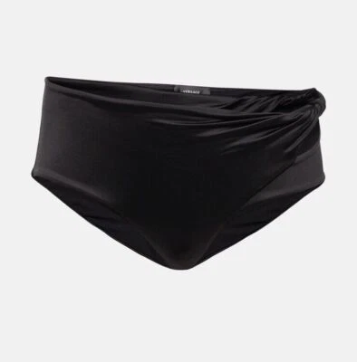 Versace Designer Bikini Black Twist Swim Bottoms Womens Size 5 Small New $425 - Image 1 of 4