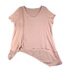Soft Surroundings Tunic Top Size 2XL Pink Pullover Handkerchief Short Sleeve