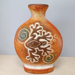 Genko mexikanische Ton Keramik Vase lebendig farbig strukturiert 8"x6" Vintage - Bild 1 von 11