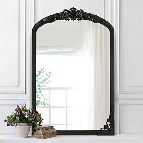 NicBex Vintage Carved Wall Mirror, 3624, Black Cover