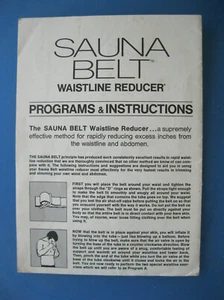 SAUNA BELT WAISTLINE REDUCER 1970 instruction manual only, 6pg leaflet - Picture 1 of 3