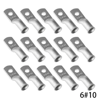 6 Gauge Tinned Copper Cable Lugs #10 Ring Terminals Battery Cable Connectors Lot - Image 1 of 4
