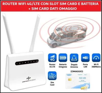 Router Wifi 300Mbit 4g LTE Portatile Con Slot Sim Card Senza Fili Con Batteria * - Immagine 1 di 3