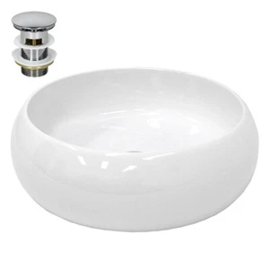 Lavabo de cerámica con juego de drenaje lavabo accesorio lavabo Ø 350x120 mm - Imagen 1 de 9
