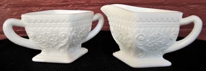 Indiana Milk Glass Opaque White Sandwich Creamer Pitcher & Open Sugar Bowl - Picture 1 of 10