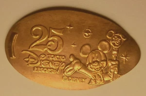 MICKEY 25TH ANNIVERSARY Elongated Souvenir Medal ~ TDL0836 / Tokyo Disneyland - Picture 1 of 1