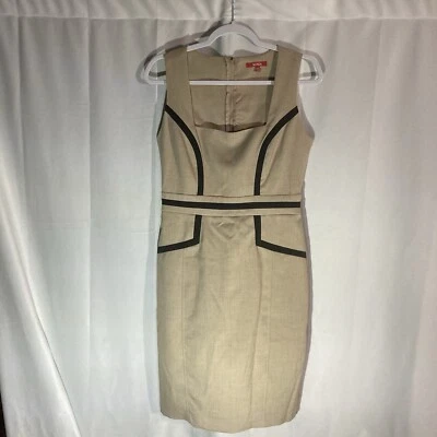  XOXO beige black trim square neck sleeveless shift dress 11/12 - Image 1 of 4