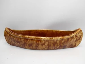 AUSTRALIAN POTTERY BROWN SPECKLED CANOE FLOAT VASE BOWL BENNETTS - BENDIGO - Picture 1 of 6