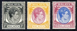 MALACCA MALAYSIA KG VI 1949 A Defintive Group to $1 SG 3 SG 12 & SG 15 MINT - Picture 1 of 2