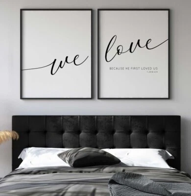 1 Иоанна 4:19, цитата из стихов Библии, набор из 2 плакатов, домашний настенный художественный декор - Изображение 1 из 4