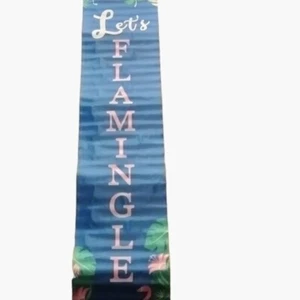 Lets Flamingle Door Banner Tropical Themed Flamingo Party Decoration Dorm 59x11 - Picture 1 of 10