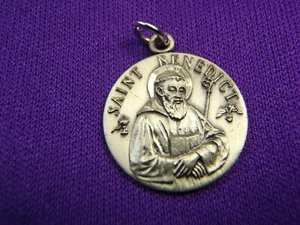 Sterling Silver New Old Stock Saint Benedict Religious Charm Pendant - Picture 1 of 7