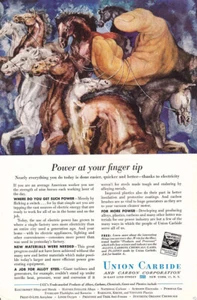 1952 Union Carbide: Power at Your Finger Tips Vintage Print Ad - Picture 1 of 1