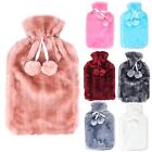 Hot Water Bottle Cold Winter Soft Plush Fluffy Faux Fur Cover Warm Cosy 2 Litre