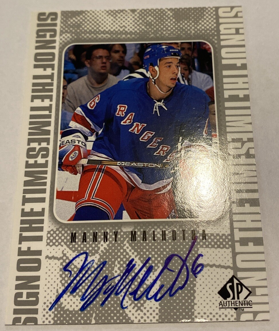 1998-99 SP Authentic Sign of the Times Manny Malhotra #MM Auto Autograph Rangers