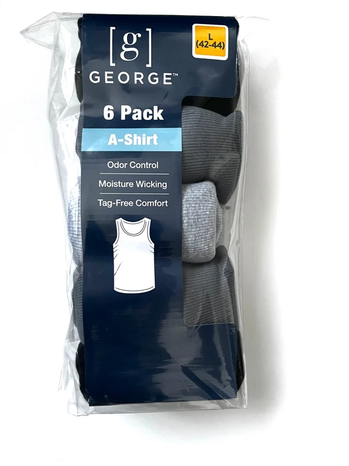 George Tag Comfort A-shirt Men's XL 6 Pack 100 Cotton