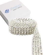Prem 4 Row Ss16 Crystal Rhinestone Diamond Ribbon Wedding Cake Banding Trim 1 Yd