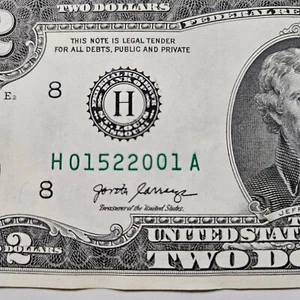 $2 Birthday Note Two Dollar Bill 01522001 Circulated February 15 2001 - Picture 1 of 2
